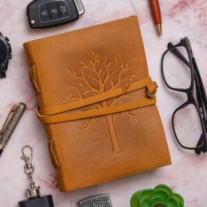 Tree Of Life | Vintage Handmade Genuine Leather Diary Journal | Premium Antique String Closure | 200 Handmade Unruled Pages