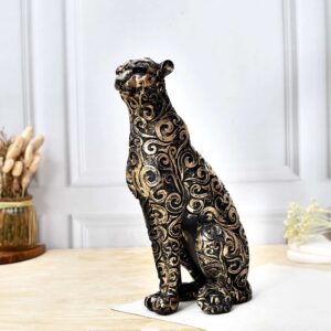 Panther Animal Sitting Showpiece | Antique Design Sculpture Figurine for Home Décor