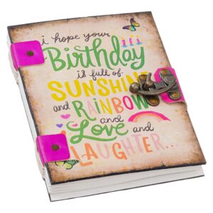 Birthday Wish Printed | Handmade Printed Cardboard Journal Diary with Buckle Lock | 200 Pages Notepad For Men and Women