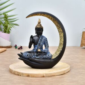 Multicolor Resin Blessing Buddha Statue with Palm Chand | Lord Buddha Idol for Home Décor, Living Room & Office | Buddha Showpiece Gift for Diwali, Buddha Purnima & Birthday