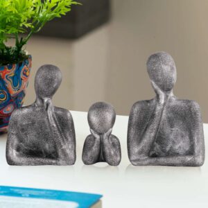Family Of Three Ornaments Abstract Home Souvenirs Statues Decoration for Home Character (Grey)