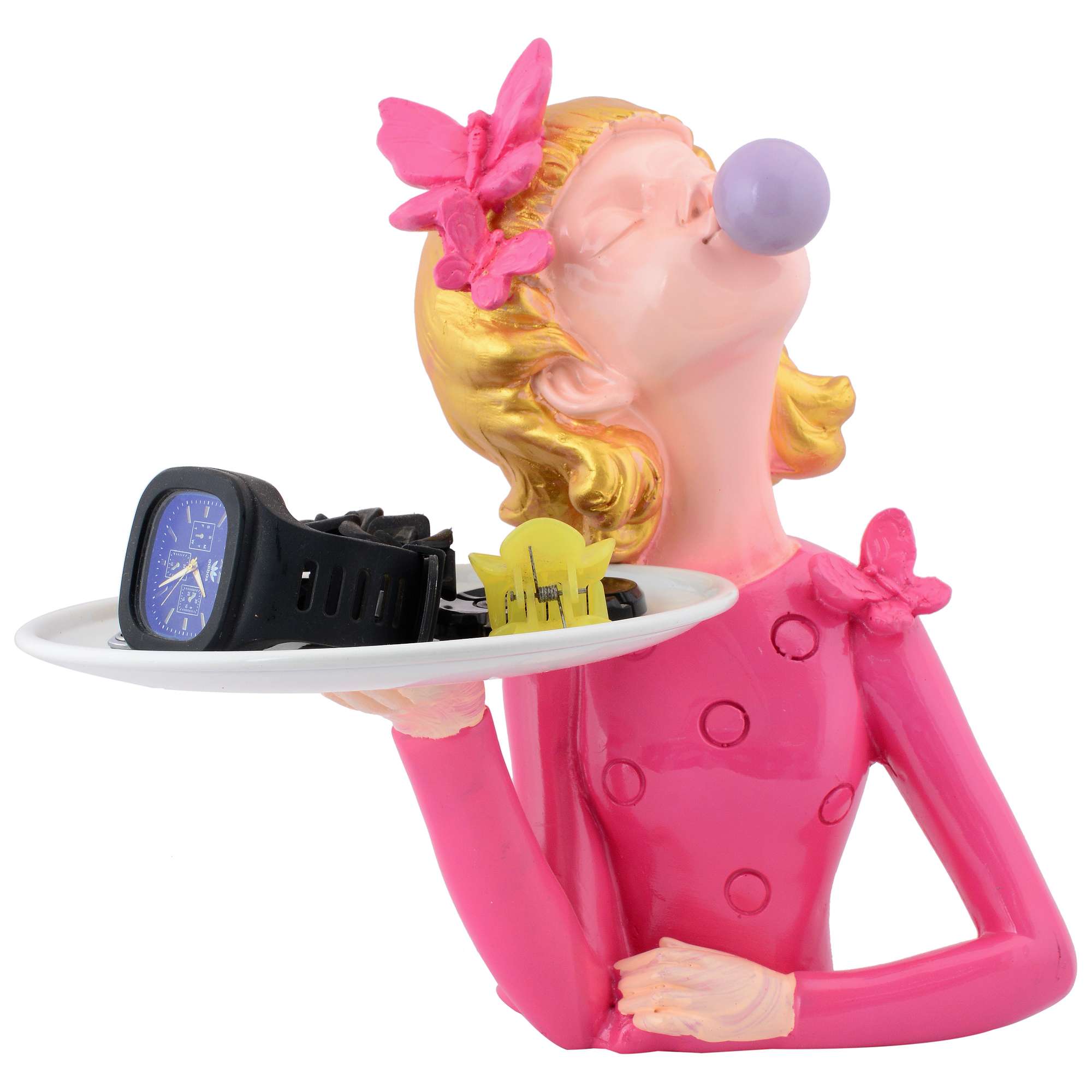 Resin Bubble Girl Figurines Desktop Cake Fruit Organizer Home Décor pink - Image 3