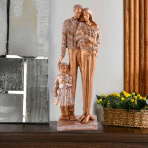 Mother and Father with Child Love brown Statue showpiece for Home Decor and Gifting