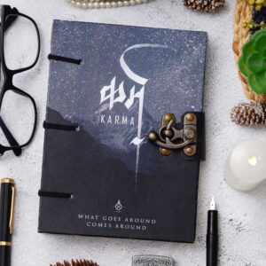 Karma | Handmade Printed Cardboard Journal Diary with Buckle Lock | 200 Pages Notepad For Men and Women