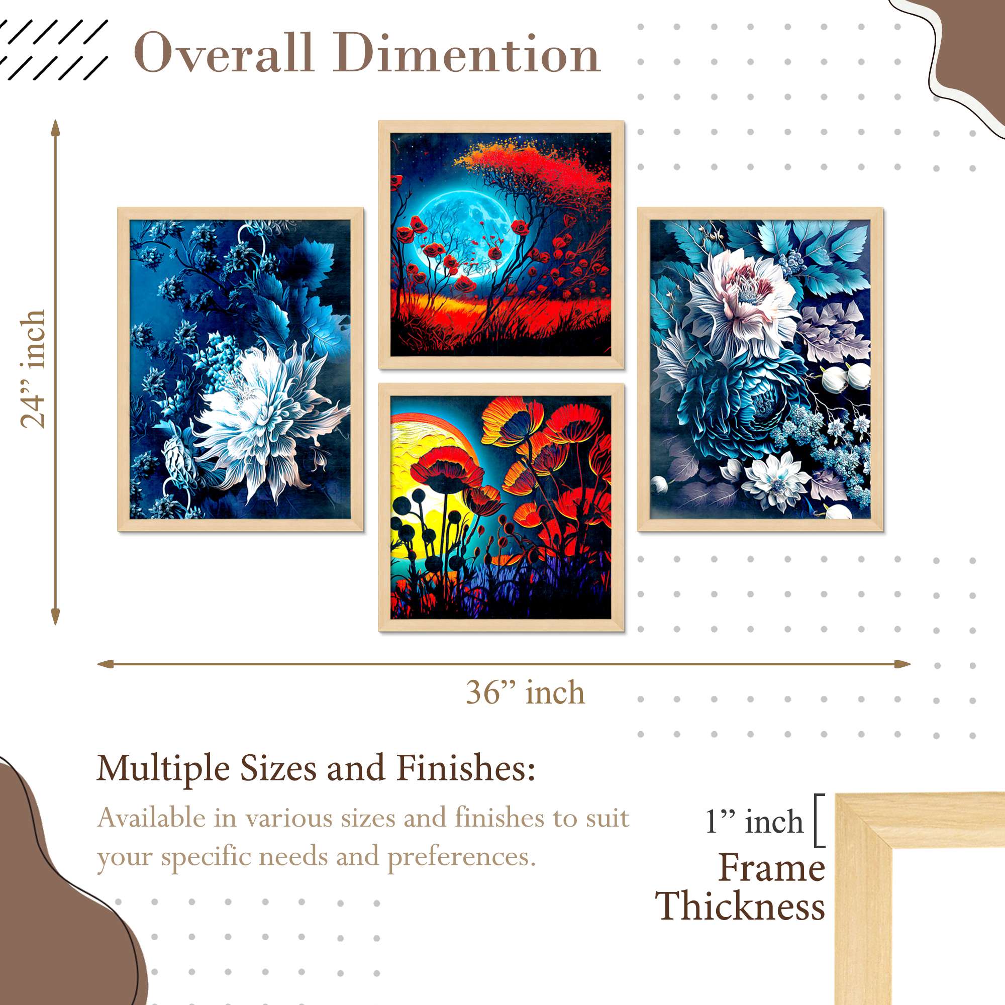 Set of 4 Premium Framed Digital Modern Abstract Wall Art | Contemporary Hanging Posters for Home Décor, Living Room & Bedroom | Ready-to-Hang - Image 3