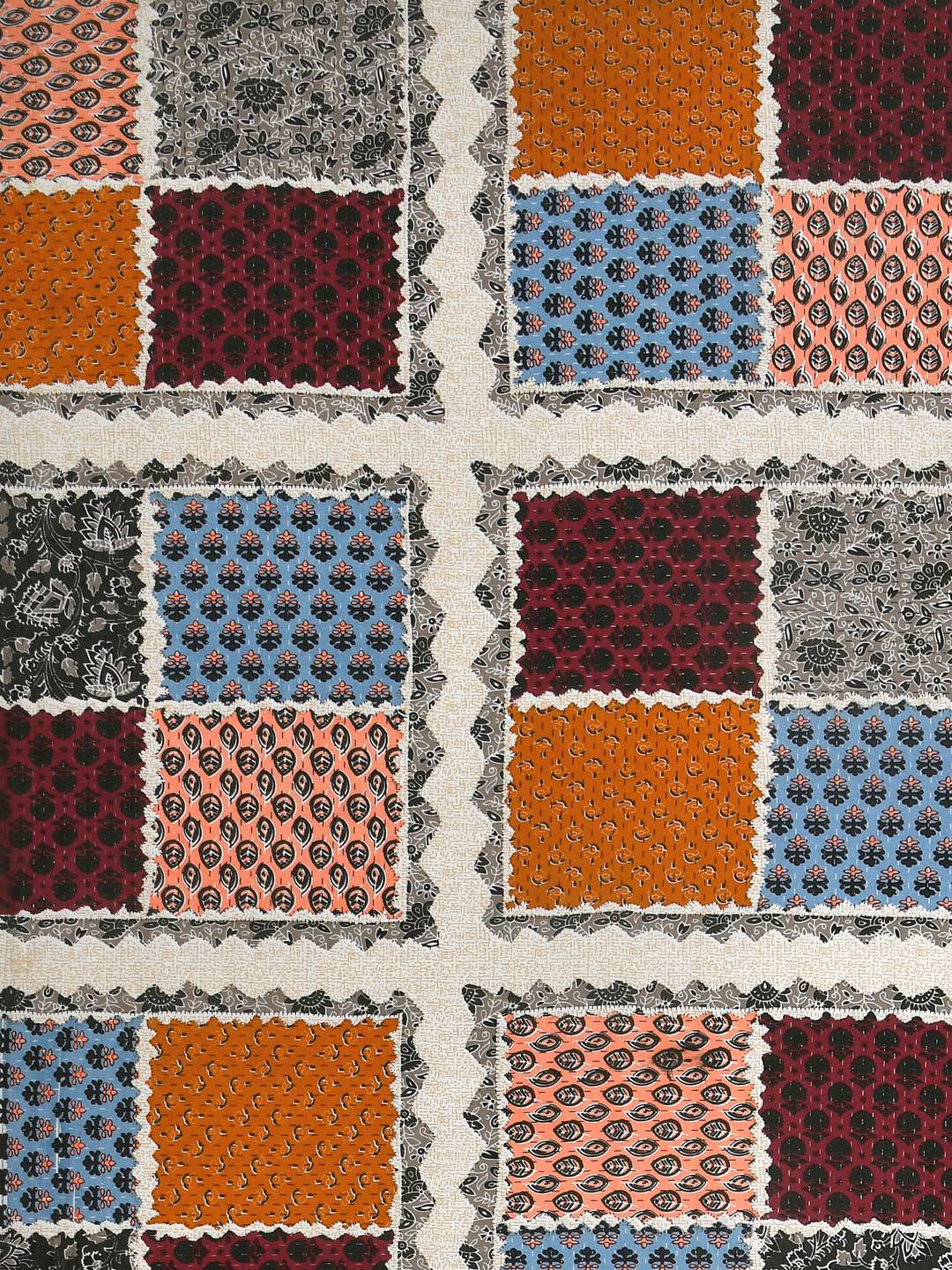 Pure Cotton Block Print Jaipuri Bedsheet - King Size - Square Harmony - Image 6