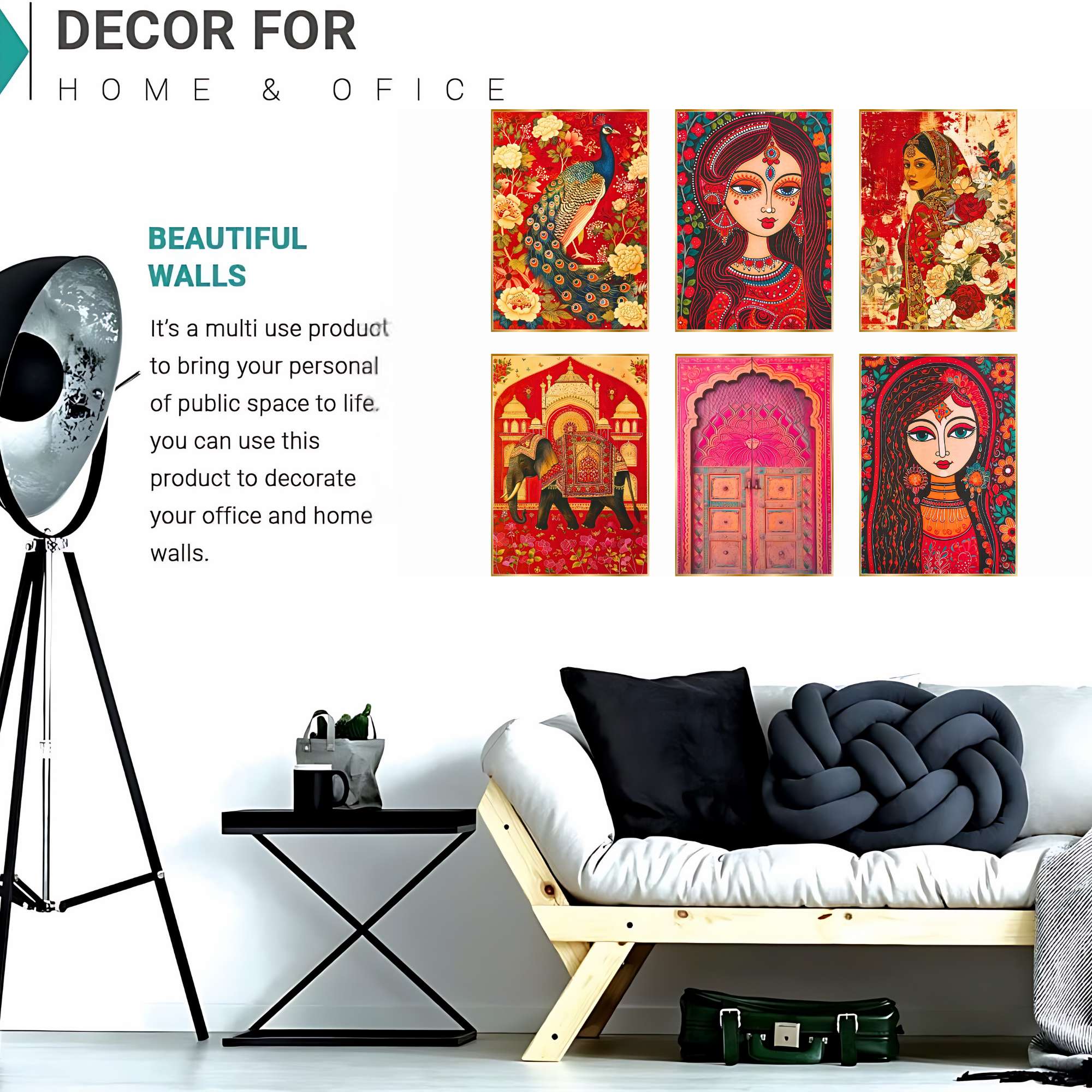 Set of Six Wall Paintings for Wall Decoration Golden Framed Wall Paintings for Living Room & Bedroom Wall Art for Home Decoration & Office Wall Décor (17x13 inch CH-GD6-5) - Image 3