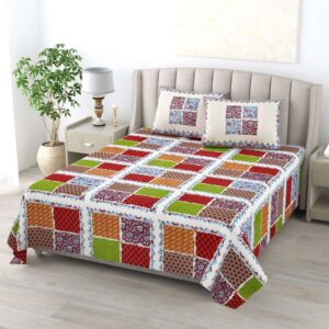 Pure Cotton Block Print Jaipuri Bedsheet - King Size - Square Harmony