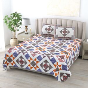 Pure Cotton Block Print Jaipuri Bedsheet - King Size - Vibrant Mosaic