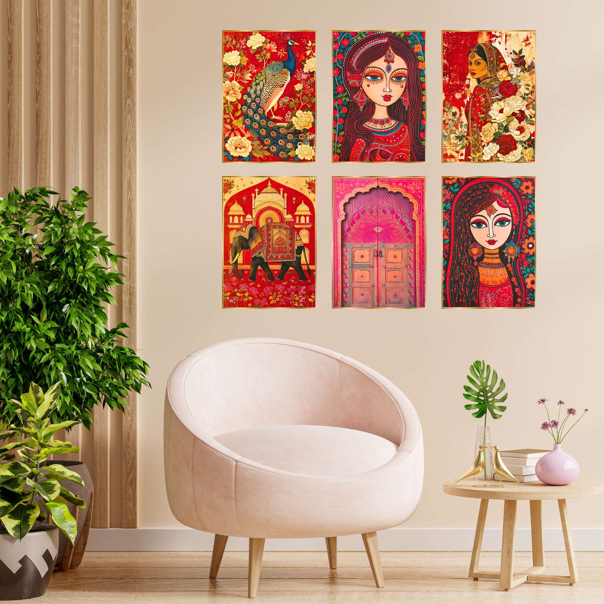 Set of Six Wall Paintings for Wall Decoration Golden Framed Wall Paintings for Living Room & Bedroom Wall Art for Home Decoration & Office Wall Décor (17x13 inch CH-GD6-5) - Image 4