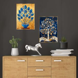 Set of Two Wall Paintings for Wall Decoration Golden Framed Wall Paintings for Living Room & Bedroom Wall Art for Home Decoration & Office Wall Décor (14x11 inch CH-GD2-10)