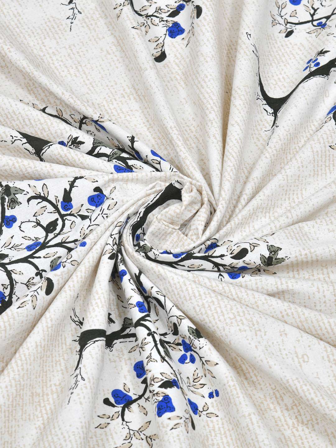 Cream Coloured Printed Pure Cotton - King Bedsheet with 2 Pillow Covers - Image 3