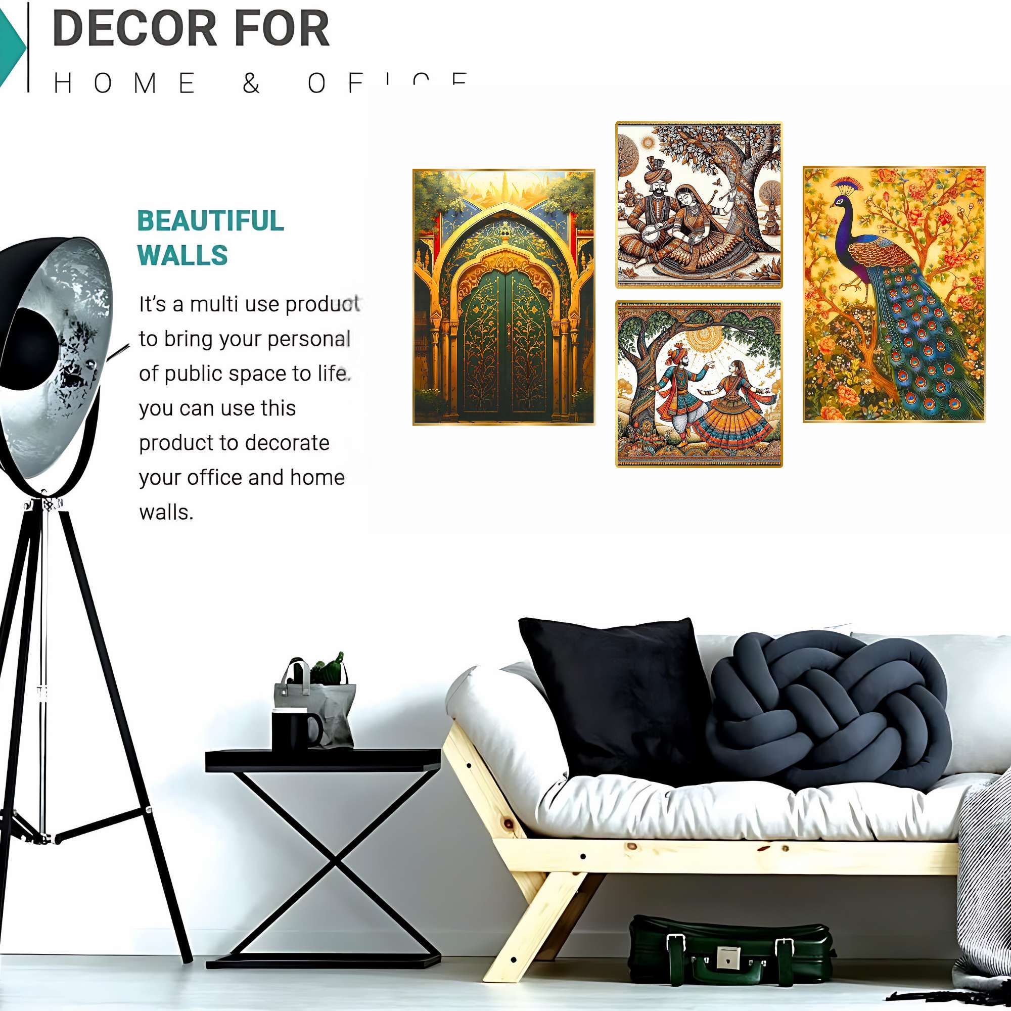 Set of Four Wall Paintings for Wall Decoration Golden Framed Wall Paintings for Living Room & Bedroom Wall Art for Home Decoration & Office Wall Décor (13x10 inch CH-GD4-6) - Image 2