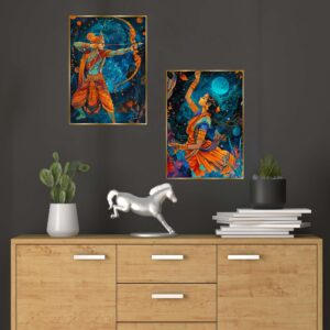 Set of Two Wall Paintings for Wall Decoration Golden Framed Wall Paintings for Living Room & Bedroom Wall Art for Home Decoration & Office Wall Décor (14x11 inch CH-GD2-4)