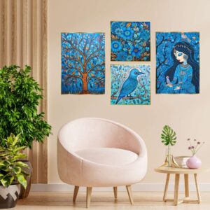 Set of Four Wall Paintings for Wall Decoration Golden Framed Wall Paintings for Living Room & Bedroom Wall Art for Home Decoration & Office Wall Décor (13x10 inch CH-GD4-2)