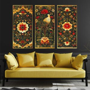 Set of Three large Wall Paintings for Wall Decoration Golden Framed Wall Paintings for Living Room & Bedroom Wall Art for Home Decoration & Office Wall Décor (14x11 inch CH-LGD3-6)
