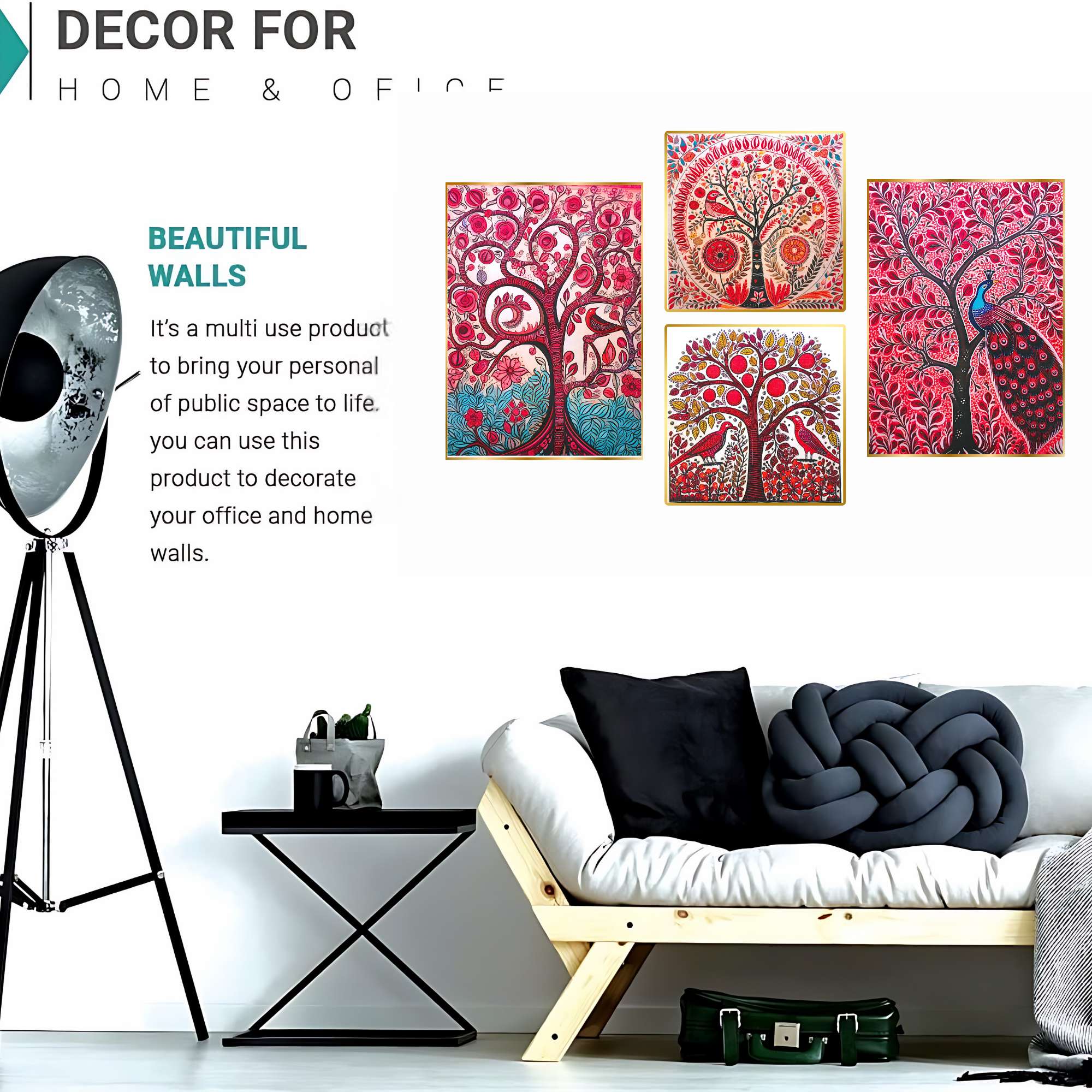 Set of Four Wall Paintings for Wall Decoration Golden Framed Wall Paintings for Living Room & Bedroom Wall Art for Home Decoration & Office Wall Décor (13x10 inch CH-GD4-4) - Image 2