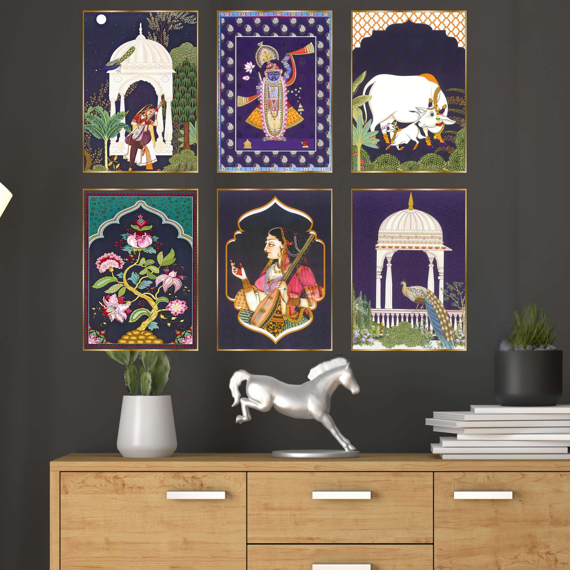 Set of Six Wall Paintings for Wall Decoration Golden Framed Wall Paintings for Living Room & Bedroom Wall Art for Home Decoration & Office Wall Décor (13x10 inch CH-GD6-3) - Image 2