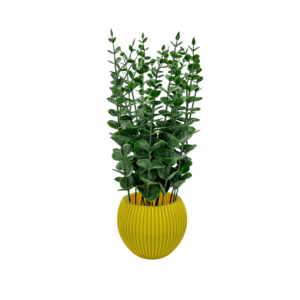 Money Leaf Flower Plants with Yellow Vase for Office Desk,Fake Plant with Plastic Pots for Home,Shower Room Decoration (RV-AP1)