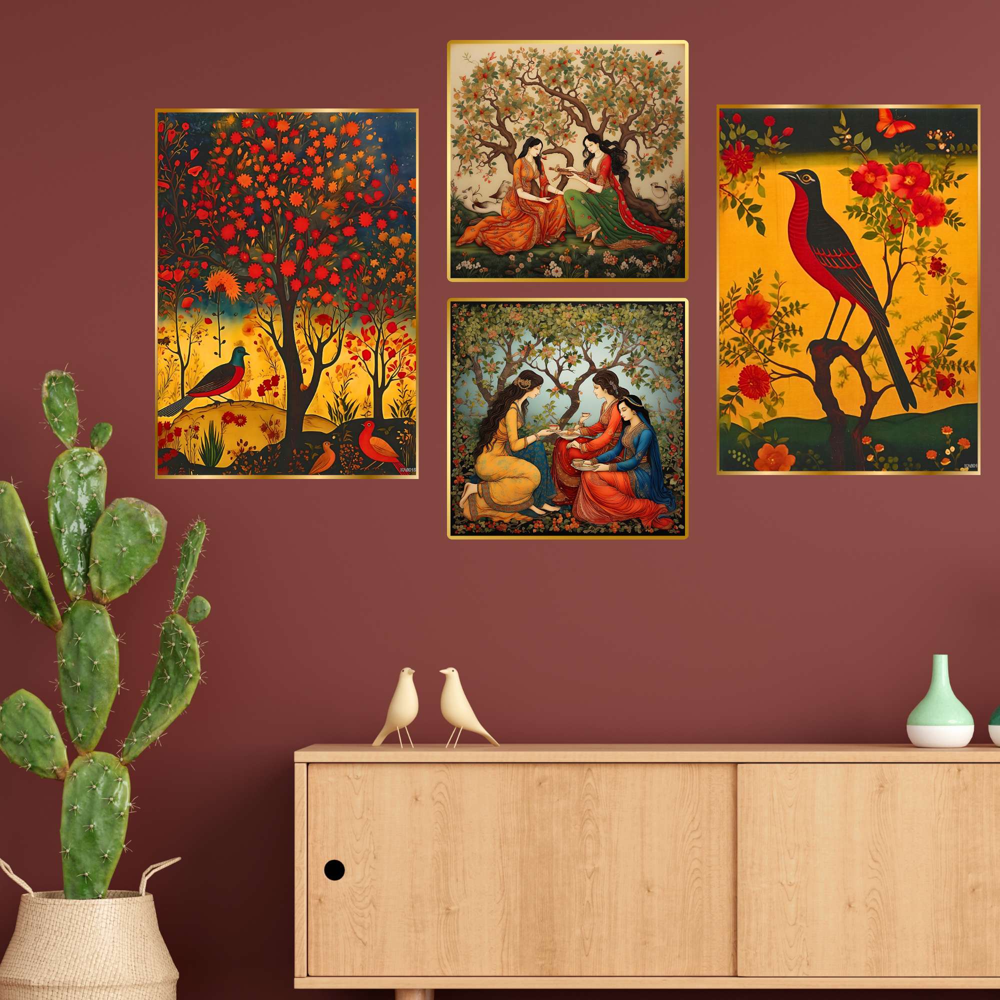 Set of Four Wall Paintings for Wall Decoration Golden Framed Wall Paintings for Living Room & Bedroom Wall Art for Home Decoration & Office Wall Décor (13x10 inch CH-GD4-13) - Image 2