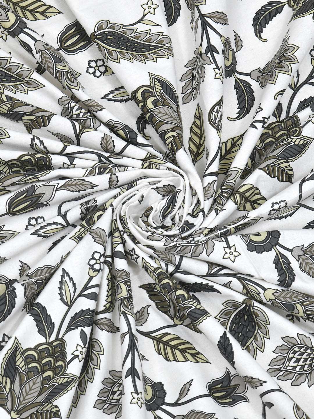 Pure Cotton Block Print Jaipuri Bedsheet - King Size - Green Floral Printed - Image 2