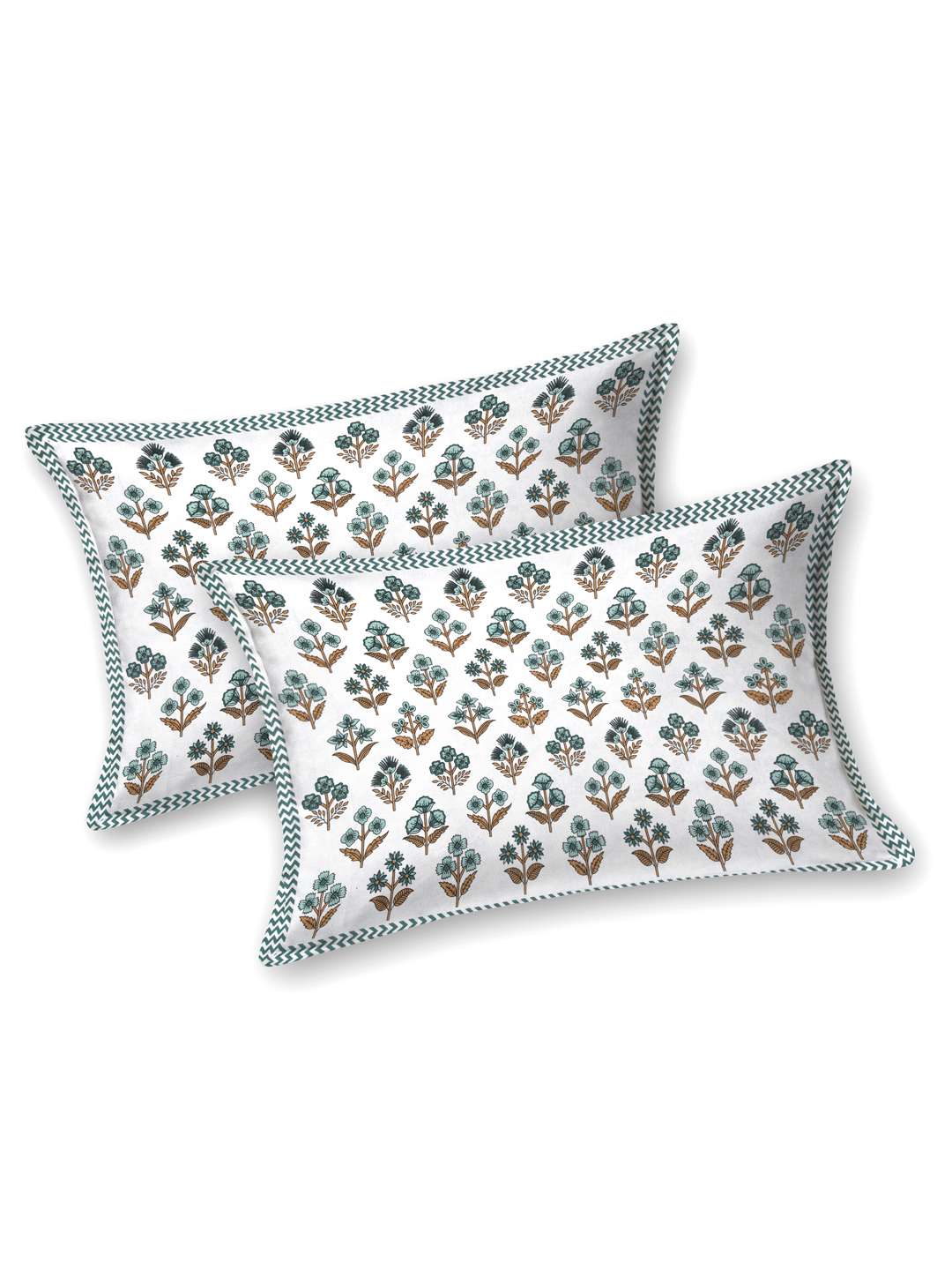 White Floral Printed - Pure Cotton King Bedsheet With 2 Pillow Covers - Image 3