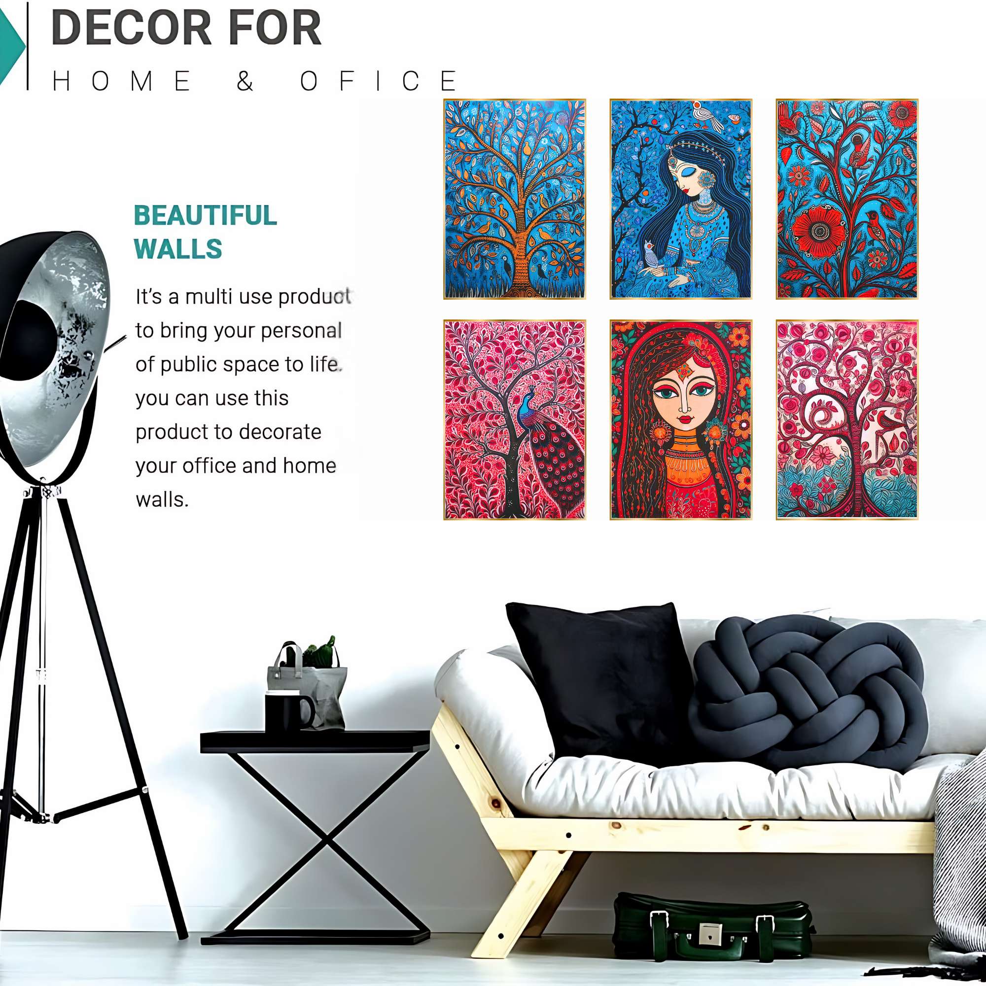 Set of Six Wall Paintings for Wall Decoration Golden Framed Wall Paintings for Living Room & Bedroom Wall Art for Home Decoration & Office Wall Décor (13x10 inch CH-GD6-1) - Image 3