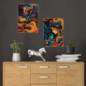 Set of Two Wall Paintings for Wall Decoration Golden Framed Wall Paintings for Living Room & Bedroom Wall Art for Home Decoration & Office Wall Décor (14x11 inch CH-GD2-6)
