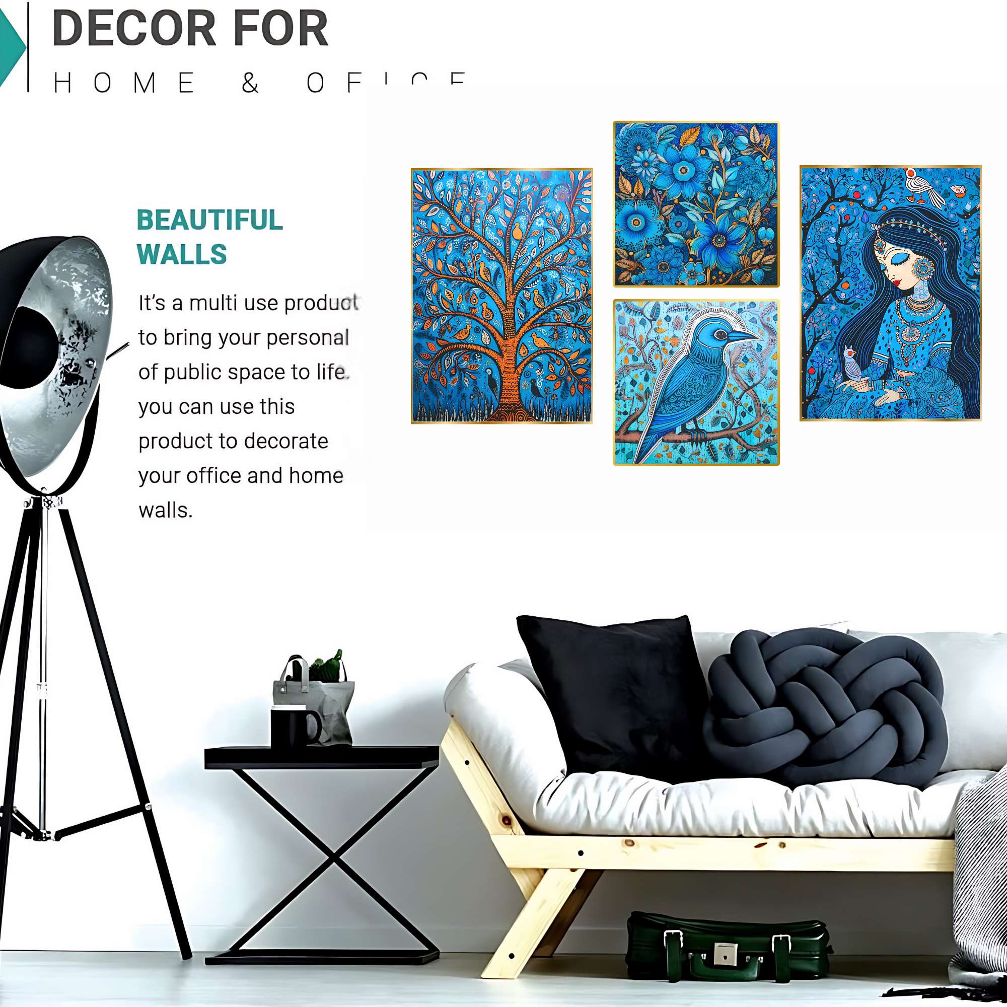 Set of Four Wall Paintings for Wall Decoration Golden Framed Wall Paintings for Living Room & Bedroom Wall Art for Home Decoration & Office Wall Décor (13x10 inch CH-GD4-2) - Image 3