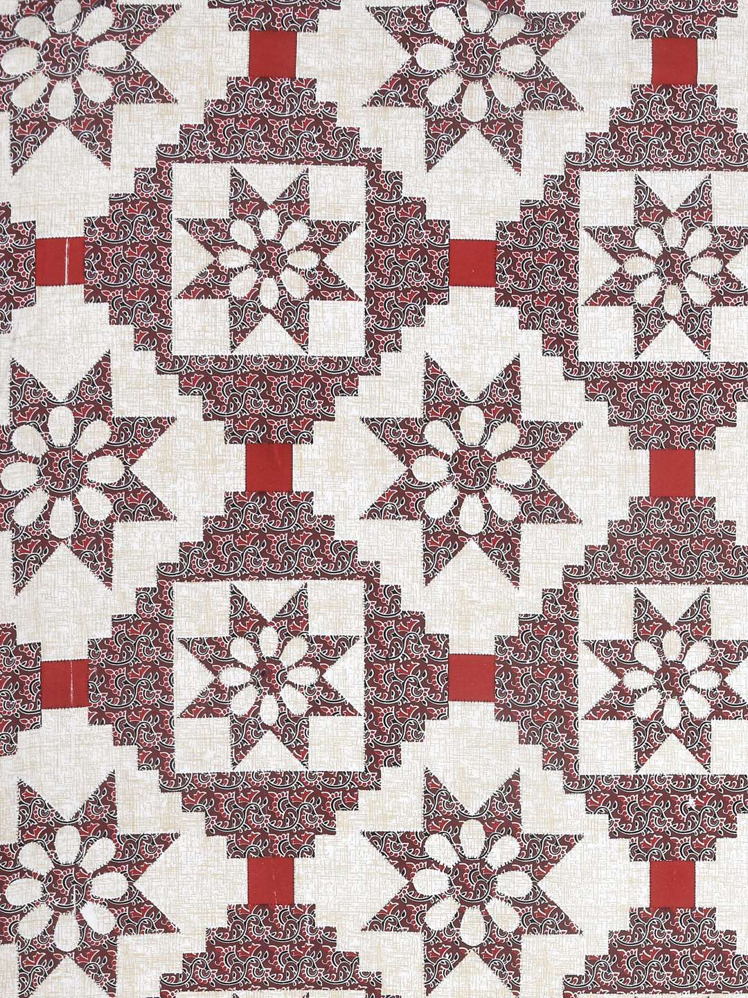 White & Red Floral Pure Cotton - King Bedsheet with 2 Pillow Covers - Image 5