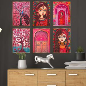 Set of Six Wall Paintings for Wall Decoration Golden Framed Wall Paintings for Living Room & Bedroom Wall Art for Home Decoration & Office Wall Décor (17x13 inch CH-GD6-4)