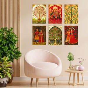 Set of Six Wall Paintings for Wall Decoration Golden Framed Wall Paintings for Living Room & Bedroom Wall Art for Home Decoration & Office Wall Décor (13x10 inch CH-GD6-10)