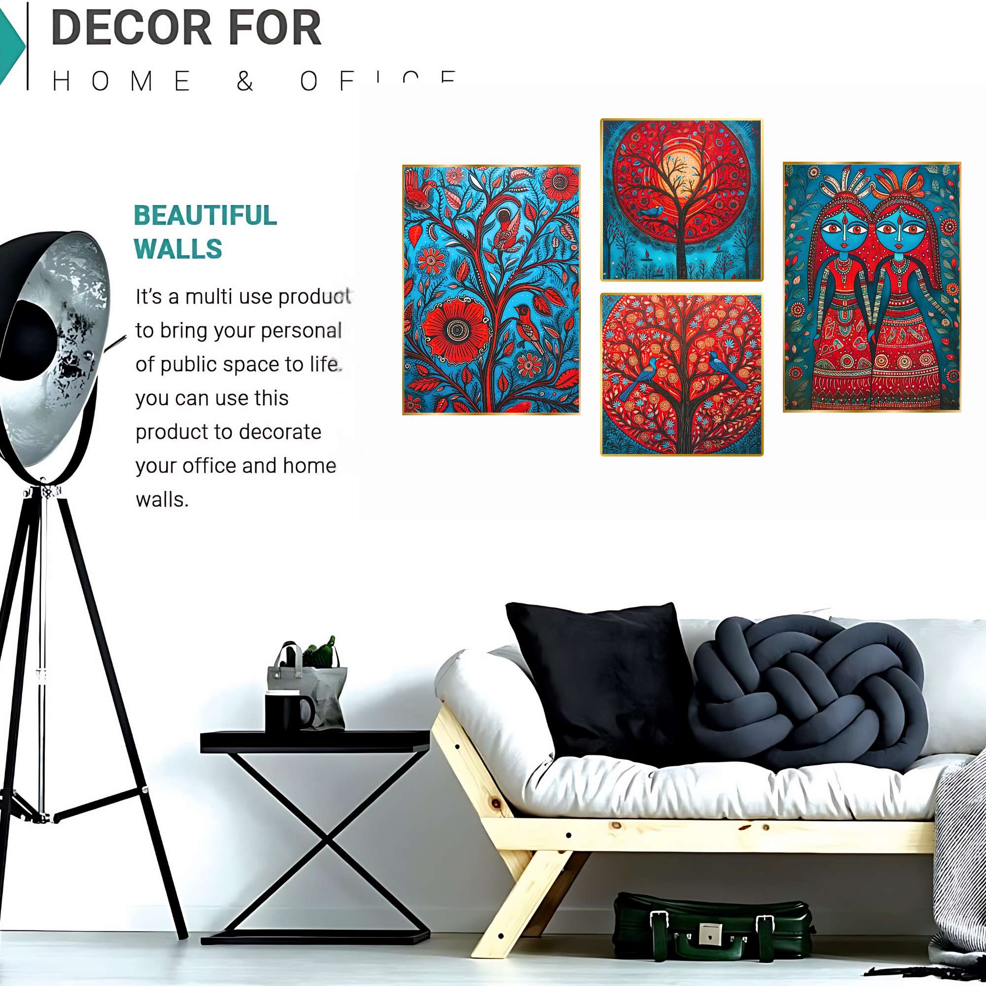 Set of Four Wall Paintings for Wall Decoration Golden Framed Wall Paintings for Living Room & Bedroom Wall Art for Home Decoration & Office Wall Décor (13x10 inch CH-GD4-9) - Image 2