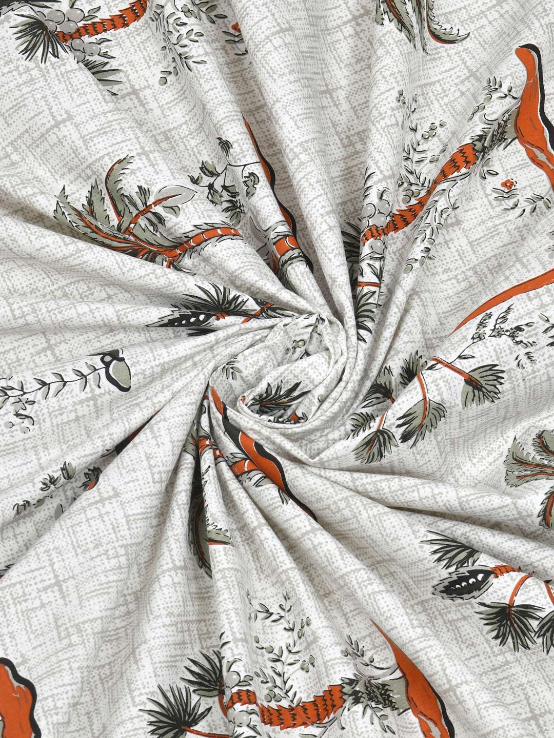 Pure Cotton Block Printed Bedsheet with 2 Pillow Covers - King Size - Orange Pristine Palms - Image 7