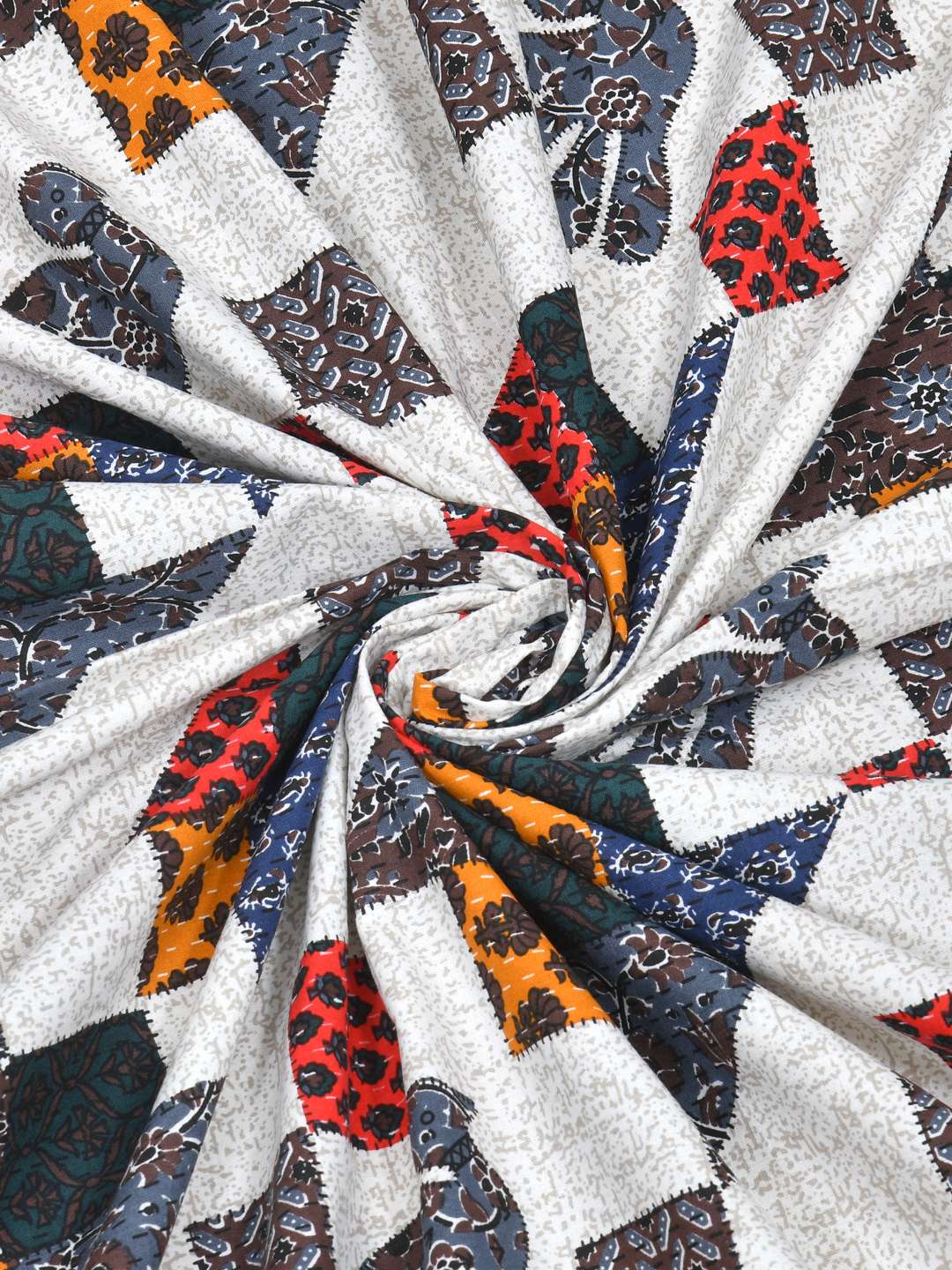 White & Grey Floral Pure Cotton - King Bedsheet With 2 Pillow Covers - Image 2