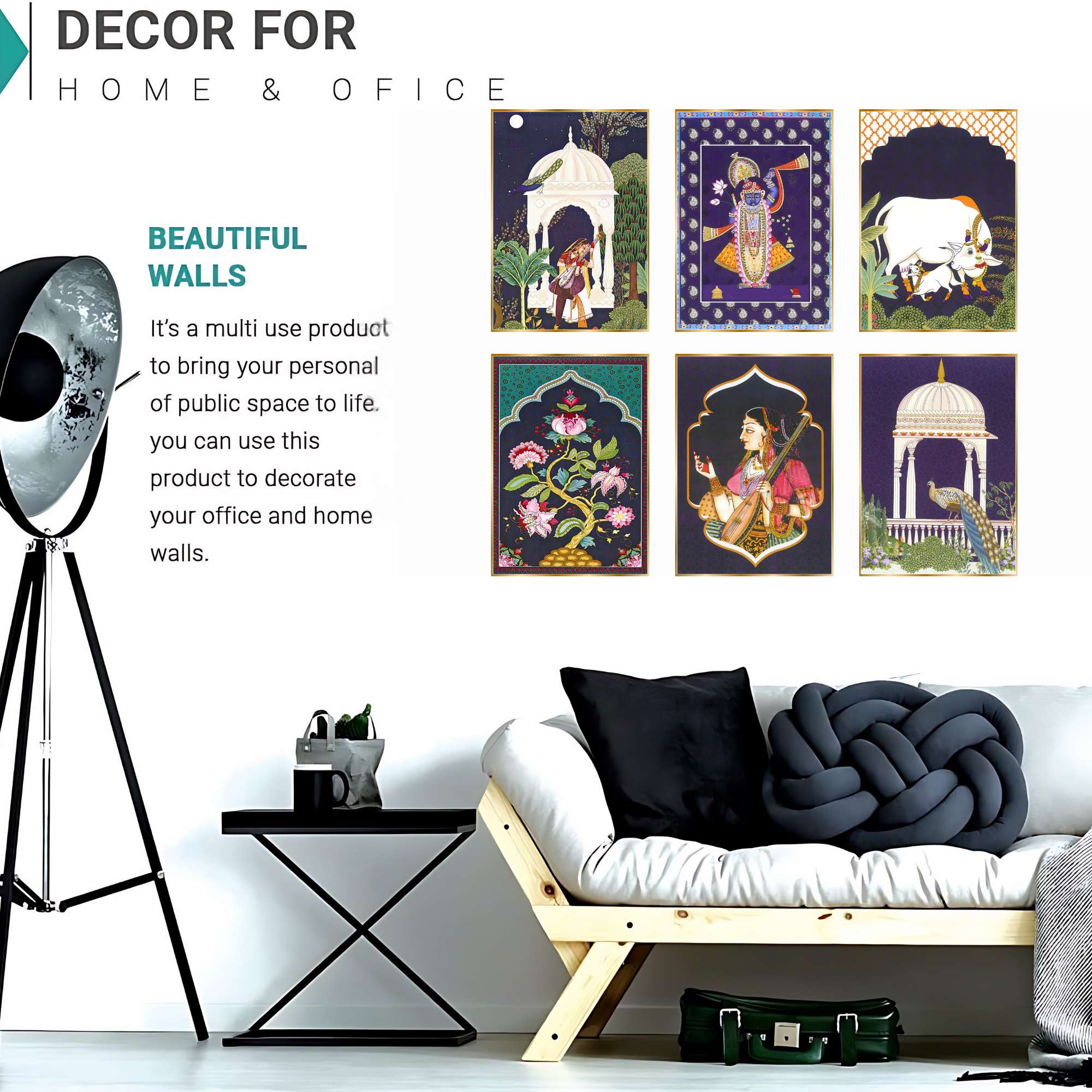 Set of Six Wall Paintings for Wall Decoration Golden Framed Wall Paintings for Living Room & Bedroom Wall Art for Home Decoration & Office Wall Décor (13x10 inch CH-GD6-3) - Image 4