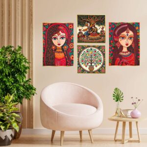 Set of Four Wall Paintings for Wall Decoration Golden Framed Wall Paintings for Living Room & Bedroom Wall Art for Home Decoration & Office Wall Décor (13x10 inch CH-GD4-12)