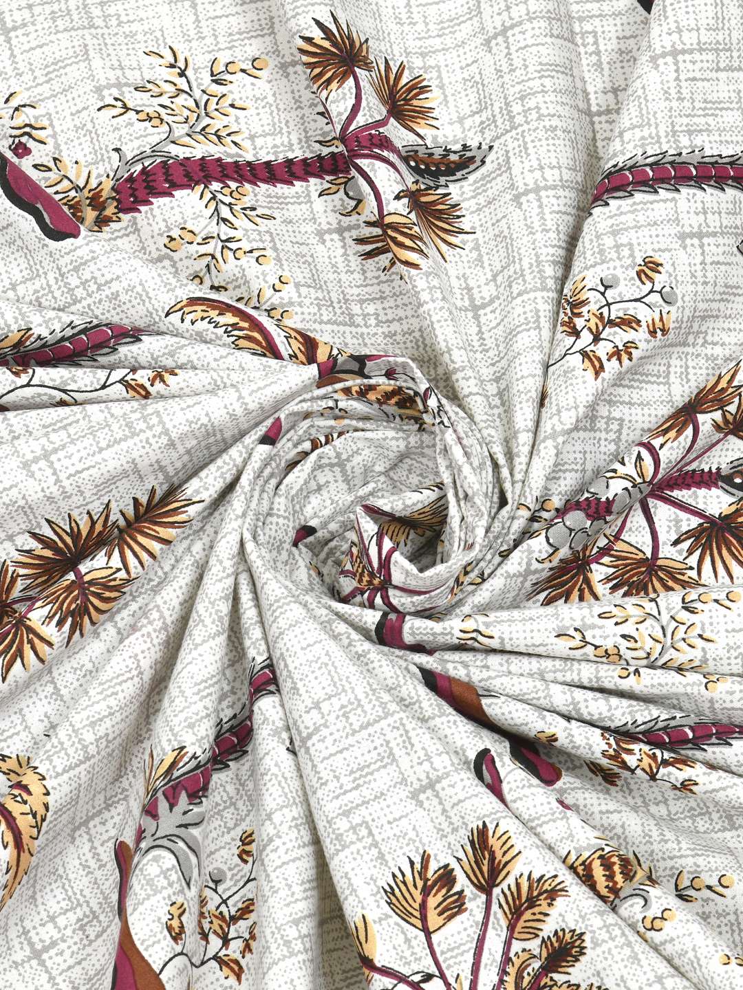 Pure Cotton Block Printed Bedsheet with 2 Pillow Covers - King Size - Red Pristine Palms - Image 7