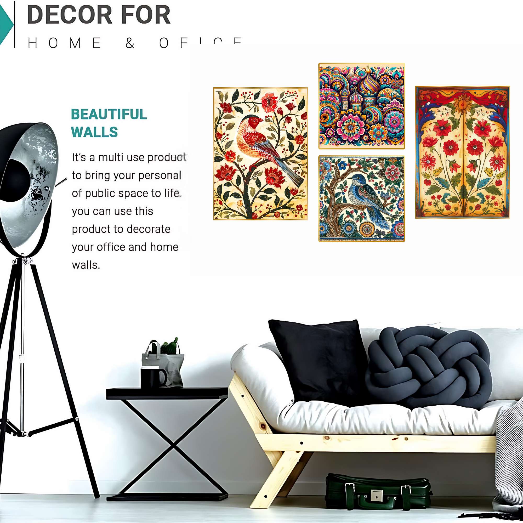 Set of Four Wall Paintings for Wall Decoration Golden Framed Wall Paintings for Living Room & Bedroom Wall Art for Home Decoration & Office Wall Décor (13x10 inch CH-GD4-5) - Image 2