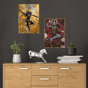 Set of Two Wall Paintings for Wall Decoration Golden Framed Wall Paintings for Living Room & Bedroom Wall Art for Home Decoration & Office Wall Décor (14x11 inch CH-GD2-1)