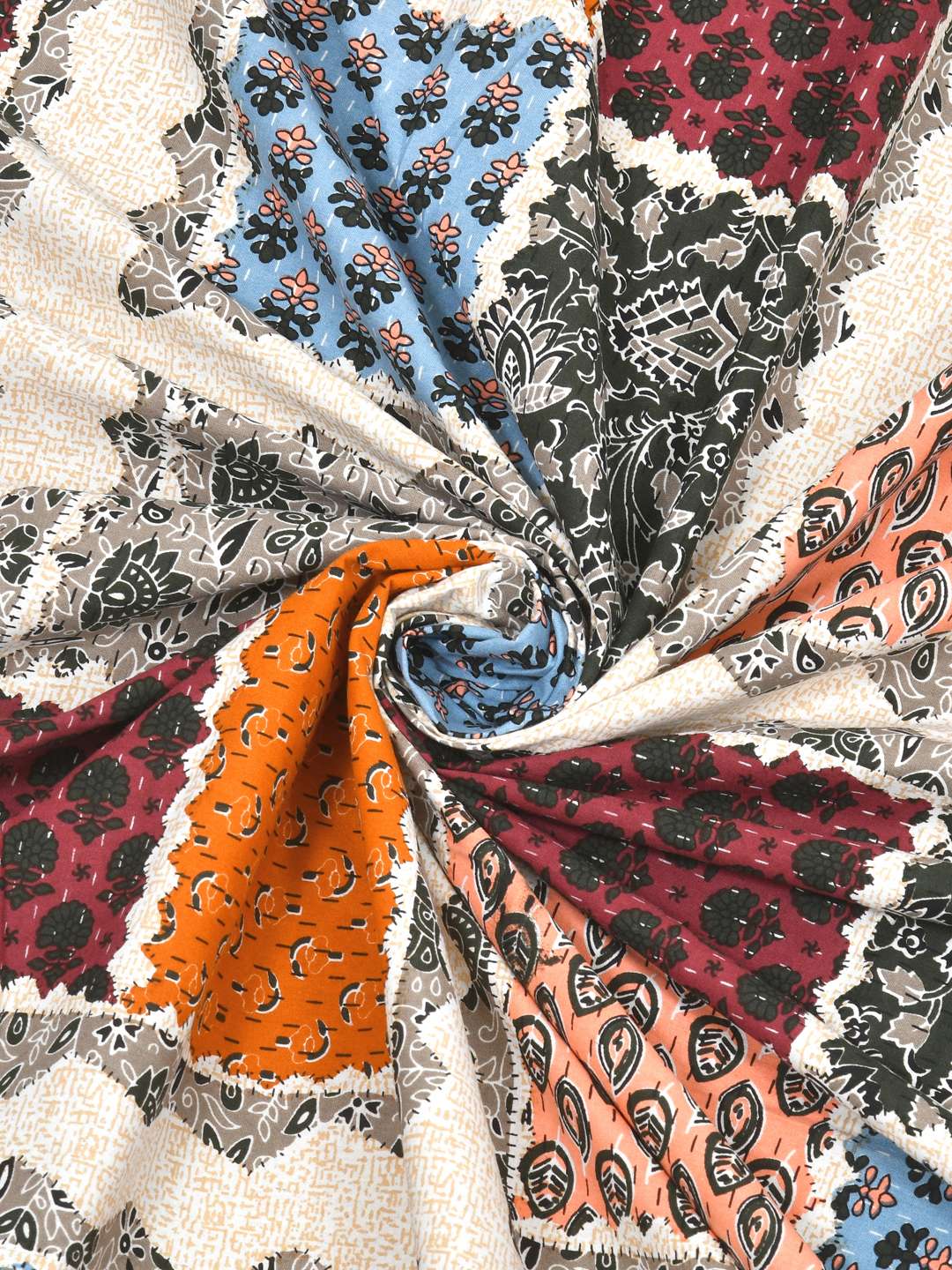 Pure Cotton Block Print Jaipuri Bedsheet - King Size - Square Harmony - Image 4