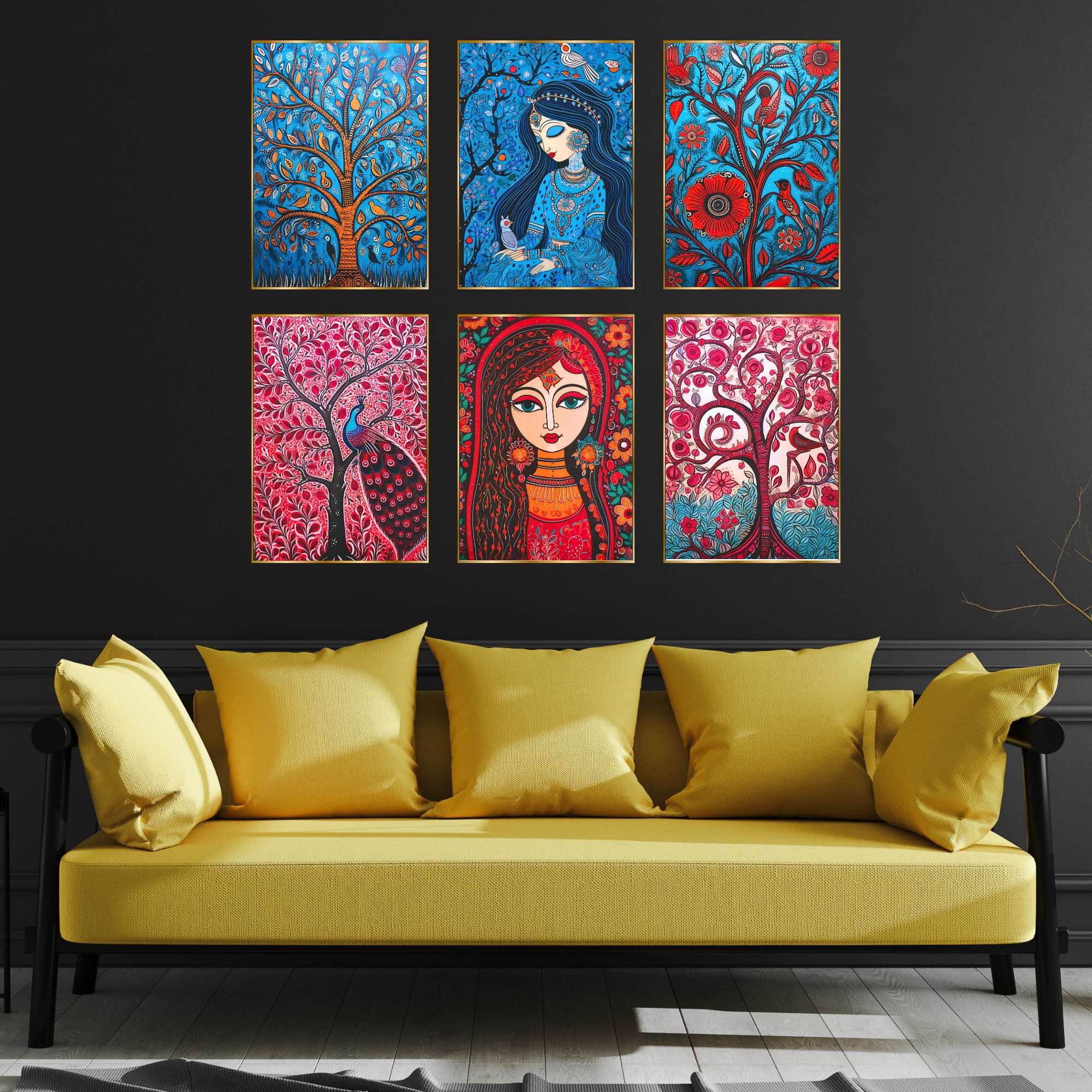 Set of Six Wall Paintings for Wall Decoration Golden Framed Wall Paintings for Living Room & Bedroom Wall Art for Home Decoration & Office Wall Décor (13x10 inch CH-GD6-1) - Image 4
