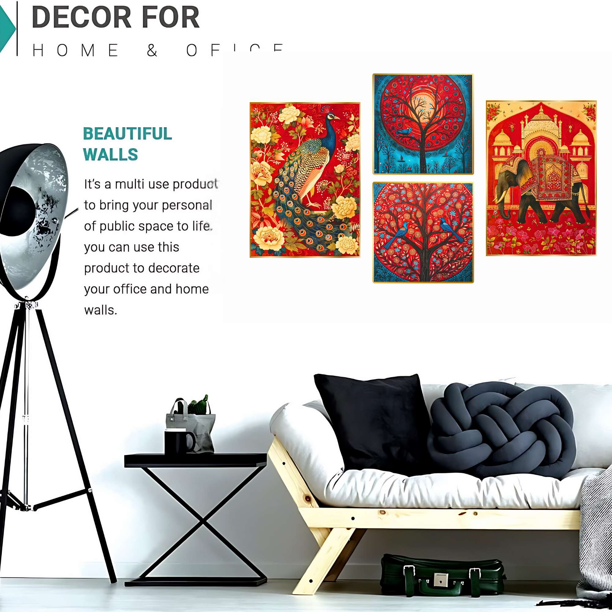 Set of Four Wall Paintings for Wall Decoration Golden Framed Wall Paintings for Living Room & Bedroom Wall Art for Home Decoration & Office Wall Décor (13x10 inch CH-GD4-15) - Image 2