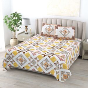 Pure Cotton Block Print Jaipuri Bedsheet - King Size - Vibrant Mosaic