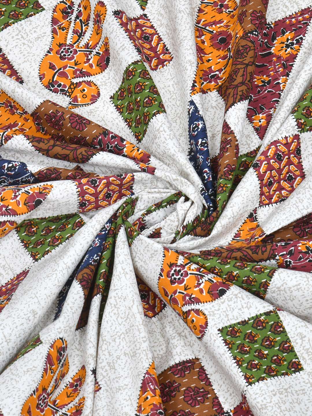 White & Orange Floral Pure Cotton - King Bedsheet with 2 Pillow Covers - Image 5