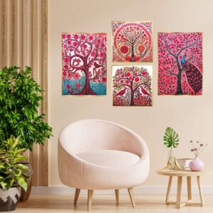 Set of Four Wall Paintings for Wall Decoration Golden Framed Wall Paintings for Living Room & Bedroom Wall Art for Home Decoration & Office Wall Décor (13x10 inch CH-GD4-4)