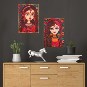 Set of Two Wall Paintings for Wall Decoration Golden Framed Wall Paintings for Living Room & Bedroom Wall Art for Home Decoration & Office Wall Décor (14x11 inch CH-GD2-12)