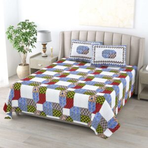 Pure Cotton Block Print Jaipuri Bedsheet - King Size - Mosaic Medley