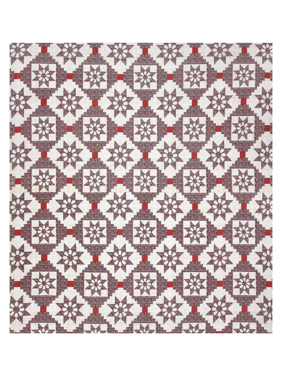 White & Red Floral Pure Cotton - King Bedsheet with 2 Pillow Covers - Image 2