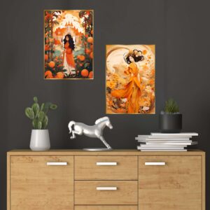 Set of Two Wall Paintings for Wall Decoration Golden Framed Wall Paintings for Living Room & Bedroom Wall Art for Home Decoration & Office Wall Décor (14x11 inch CH-GD2-20)